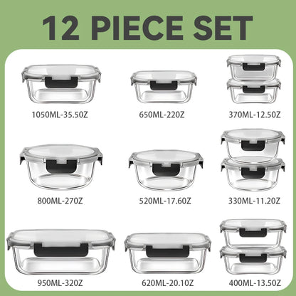 ELOVIA™ 12-Piece Glass Food Storage Set